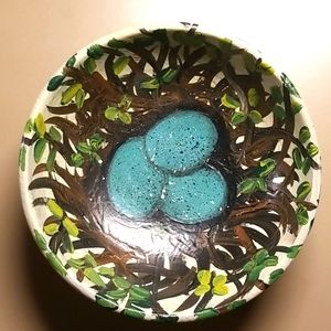 Trinket handpainted bowl- nest and eggs